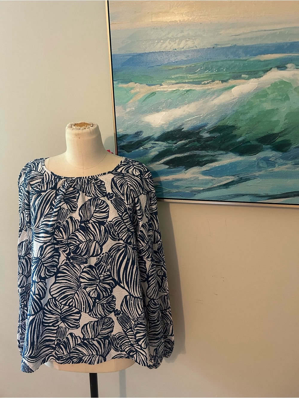 Lilly Pulitzer Rilynn Blouse Aegean Blue Large